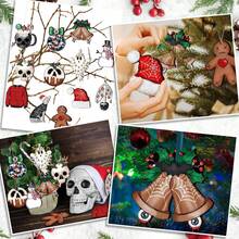 12pcs-104pc Halloween Horror Christmas Wooden Decorations, Scary Halloween Tree Ornaments, Horror Wooden Halloween Christmas Hollow Carved Decorations With Rope, Halloween Home Christmas Tree Party Decor - View 6