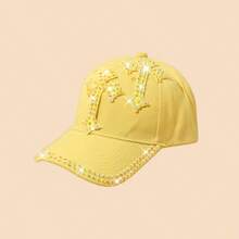 Breathable Full Hole Black Baseball Cap, Rhinestone Embellished Soft Sports Hat With Curved Extended Brim For Outdoor Running Fishing Daily Commute - A - View 11