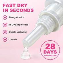 LIMEGIRL 10/5/3/2/1件 20ML 超強力美甲膠，適用於穿戴式假指甲、美甲片、壓克力指甲，無需UV燈，附刷頭，持久，適合初學者DIY居家美甲假指甲 - MJ159-8 - 查看 4