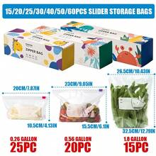 60pcs/50Pcs/45Pcs/25Pcs/15Pcs Assorted Sizes Ziplock Food Storage Bags In Dispenser Box, Leakproof Reusable Seal Bags With Cute Cartoon Prints, Easy-Tear Clear Plastic Food Bags For Snacks Fruits Vegetables Meal Prep Travel Organization - Yellow - View 2