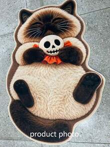 1pc Skull Siamese Mat, Living Room Rug, Carpet, Area Rug, Home Decor, Room Decoration, Washable Rug, Halloween Gift - Skull Siam - View 9