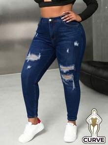 Plus Size Jeans - Deep Blue - View 2