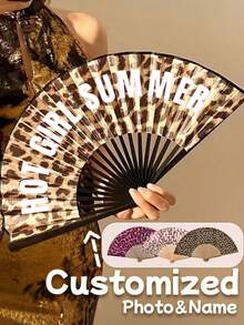 Kipas Lipat Motif Leopard Kustom, Kipas Genggam Portabel, Cocok untuk Menari, Fotografi, Perjalanan dan Penggunaan Sehari-hari, Perlengkapan Perjalanan Penting - MultiWarna - View 4