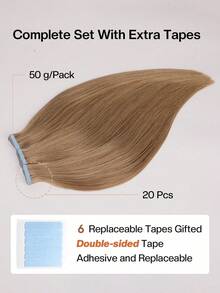 jessie's wig Jessie's 貼片式接髮 真人髮絲 20片/包 50g 絲滑直髮 漂染金髮 接髮片 自然外觀 高品質 深棕色 蜂蜜金 27# - S27 - 查看 4