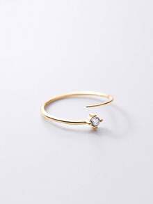 1pc S925 Sterling Silver Minimalist Personalized Rhinestone Open Toe Ring, Korean Ins Style Elegant Design, Fashionable Unique Minimalist Elegant Small Exquisite Adjustable Stackable Versatile Toe Ring, Suitable For Women's Daily, Party, Casual, Vacation Wear - Diamond - View 12