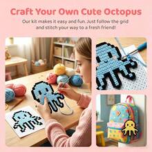 [DIY Pixel Bead Crochet Kit]Pixel Octopus Crochet Kit, Suitable For Beginners Adult Handmade Semi-Finished Product Set. Includes Full Set Of Tools (Random Color Accessories) And English Guide. No Bead Template Needed. Crochet To Get Pixel Style, Can Make Keychains, Pendants - DIY Crochet Kit - View 6