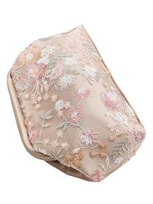 Tidet Ever Champagne Floral Sequin Mesh Clutch Bag, Luxury Evening Bag For Women, Suitable For Prom, Bridesmaid And Wedding Guest Formal Occasions - Champagne - View 6