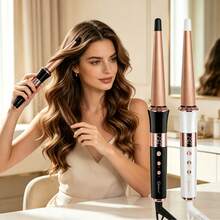 Hatteker 1pc Multi-Function Curling Iron, Adjustable Temperature Electric Curling Wand For Home Use, Large Wave & Wool Styling - Multicolor - View 1