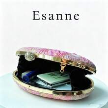 Modische Abend-Clutch, rosa Blumen-Jacquard Hartschalen-Clutch für Damen, goldene Kette Schultergurt, abnehmbare Umhängetasche, geeignet für Hochzeiten, Bälle, Feiertagspartys und andere Anlässe - Heißes Pink - Übersicht 7