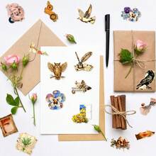 50pcs Vintage Mixed Paper Stickers, Waterproof Retro Floral & Antique Pattern Stickers, Suitable For DIY Scrapbooking, Notebooks And Daily Items Personalized Decoration - A - View 6
