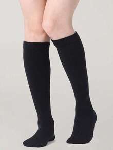 1/2/3/6 Pairs Women's Ribbed Knit Mid-Calf Socks, JK Style Striped Sports Socks, Soft Elastic Over-The-Knee Socks, Suitable For Daily Wear And Campus Outfits - Black and White - View 4