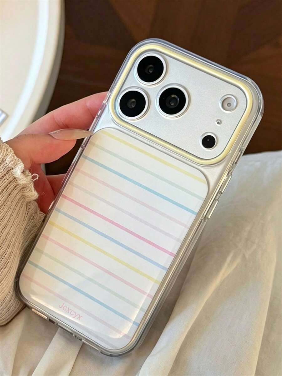 Cute Colorful Stripes Pattern Phone Case Compatible With IPhone 18 Pro Max 18 Pro 17 Pro Max 17 Pro 17 16 Pro Max 16 Pro 16 15 14 13 Pro Max Y2K Simple Lovely Soft Clear Camera Protection Shockproof Back