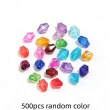 100-1000pcs Faux Crystal Rhombus Double Cone Acrylic Beads - Carved Spacer Beads, Suitable For Handmade DIY Necklace, Earrings, Bracelet Crafts, Keychain, Phone Chain Making Decoration Accessories Loose Beads - Rhomboid Cross-section - View 10