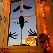 Halloween Decoration Room Door Stickers Window Decor Skeleton Hand Pumpkin DIY Devil Witch Hat Glass Window Stickers Ghost - Multi-color - View 3