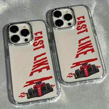 1pc Racing Pattern Black & Silver Phone Case Compatible With Apple Phones - Multicolor - View 3