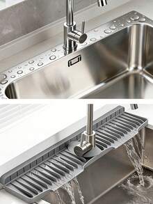 Cuttable Folded Edge Water-Resistant Mat, Suitable For Faucet Splash Guard - A Non-Slip Drainage Mat, Suitable For Sink, Quick Drying, Protects Bathroom And Kitchen Sink. Easy To Clean Surface, Suitable For Single Hole Faucet, Suitable For Kitchen And Bathroom Vanity - View 7