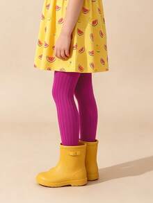 5/1pc Girls Bright Color Snug Fit Tights, Ribbed Solid Color All-Match Versatile Leggings, Classic Style For Spring, Autumn And All Seasons, Suitable For Girls' Daily Wear - Multicolor - View 14