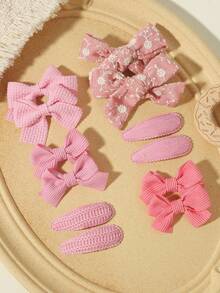 12pcs Multi-Card Combination Macaron Floral Waffle Bow Hair Clips Set, Suitable For Back To School Season - Mixed color - View 14