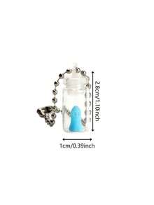 8pcs/Set Halloween Glass Bottle Ghost Keychain, Glowing Little Ghost Pendant, Cute Halloween Bag Charm Key Ring, Spooky Party Decoration Accessory - A - View 4
