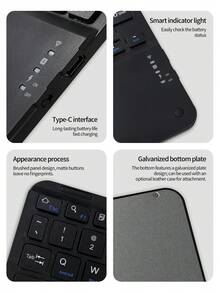 AKKHOO Wireless Keyboard, Rechargeable, Touchpad, Touch Mini Keyboard, Compatible With IPad Tablet - Black - View 8