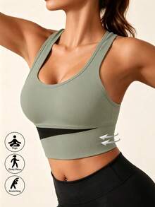 3 Peças Roupa Íntima Feminina Plus Size, Sutiã Esportivo Sem Arame e Sem Costas, Sutiã de Yoga Elástico e Respirável, Adequado para Esportes e Fitness - Multicolorido - Visão 4