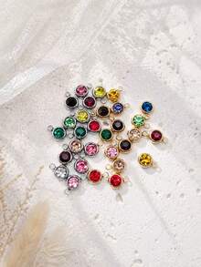6/12/20/30 Gold/Silver Stainless Steel Charm Artificial Crystal Beads Pendant, Multiple Colors Random Mixed Birthstone Crystal Amulet Bracelet Jewelry Making DIY Handmade Necklace, Bracelet, Earring Accessories, Suitable For Valentine's Day And Birthday Gifts. - Multicolor - View 3