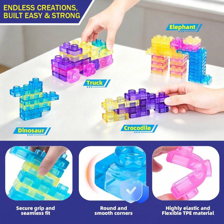 40 buah Balok Lunak Sensorik, Mainan Susun Elastis Lembut Montessori, Puzzle Edukasi Dini yang Dapat Diremas dan Diregangkan, Hadiah Kreatif untuk Anak Laki-laki dan Perempuan - MultiWarna - View 1