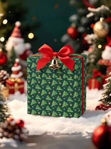 1 Roll Of Christmas Gift Wrapping Paper Featuring Patterns Of Christmas Trees, Small Gift Boxes, Candy Canes;Perfect For Christmas Gift Wrapping,Holiday Party Decor,Home Festive Decoration,DIY Craft,Festive Favour Wrapping Dimensions: 43 Cm X 300 Cm - A - View 4