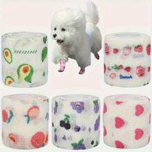 10 Rolls Fruit Pattern Pet Protective Bandage, Breathable Anti-Dirt Bandage, Dog Joint Protection, Paw Pad Protection Wrap, Suitable For Dog Foot Wrapping, Anti-Scratch - Multicolor - View 4