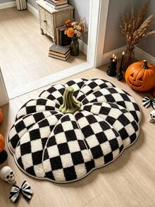 1pc Halloween Themed Black & White Pumpkin Pattern Doormat, Bathroom Mat, Bathroom Rug, Door Mat, Small Rug, Carpet, Floor Mat, Home Decor, Area Rug, Outdoor Mat, Home Decor, Area Carpet, Bedroom Rug, Washable Carpet - Multicolor - View 2