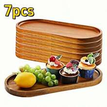 7 Peças Bandejas de Madeira, Bandejas de Servir, Pratos de Comida, Tábuas de Queijo, Bandejas Portáteis de Café da Manhã, Armazenamento de Alimentos, Sushi, Bife, Pizza, Sobremesa, Decoração para Casa e Restaurante, Presente Ideal para Natal, Halloween, Aniversário ou Casamento - Caqui - Visão 11