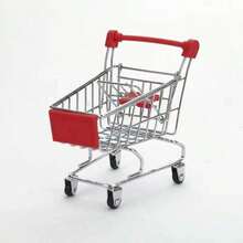 1 Set Mini Metal Shopping Cart With Handle Basket, Iron Metal Storage Display Ornament, Desktop Clutter Organizer Tool, Desktop Office Decor Ornament, Home Store Display Decoration, Creative Desktop Storage Small Item, Home Office Desktop Decor Display Tool - A - View 11