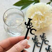 10/30/50/100pcs Customized Wedding Personalized Letter Stir Sticks | Party Decoration, Acrylic Gold Mirror Letter Customized Acrylic Stir Sticks, Wedding Gift - Multicolor - View 4