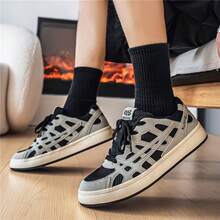 Men's Youth Minimalist Niche Design Burgundy Skate Shoes, Versatile Casual Sports Shoes, Thick Sole Bread Shoes, Outdoor Sports Skateboard Shoes, Casual Shoes - Black - View 7