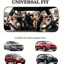 1 buah Pelindung Matahari Mobil Motif Kucing Bahagia, Papan Pelindung Matahari Modis, Terbuat dari Serat Poliester, Cocok untuk Berbagai Model Kaca Depan Mobil, Dengan Fungsi Isolasi Panas dan Perlindungan Privasi, Menjaga Mobil Anda Tetap Sejuk, Dapat Dilipat untuk Penyimpanan Mudah - Kucing yang bahagia dan gembira - View 4