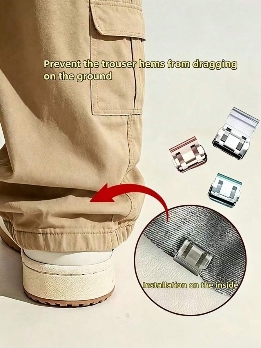 10/8/6/4/1入隱形褲腳縮短扣，防止褲腳拖地，免縫製隱藏式褲腳扣機構，捲邊夾式設計