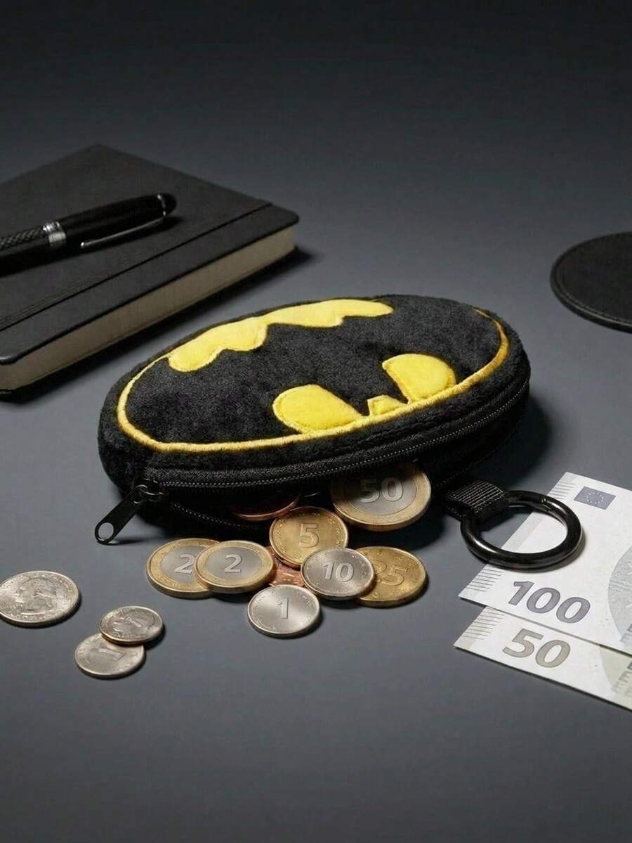 Batman X Joivida 1個聯名3D毛絨吊飾鑰匙圈,黑黃配色,橢圓形酷圖標設計,適用於包包、鑰匙、書包,適合青少年與成人,生日或週年紀念的獨特禮物 - 黑色 - 查看 1