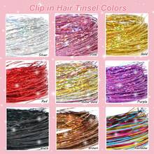 12-20-Piece Set 24-Inch Clip-In Synthetic Straight Hair Extensions, Fashionable Glittery Heat-Resistant Fairy Hair Clips - Multicolor - View 6