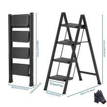 4-Step Folding Ladder - Portable Metal And Plastic Step Stool, Sturdy Non-Slip Grip Steps & Wide Base For Indoor Home Repairs, Garage, Kitchen, Bathroom - 4-step - View 2