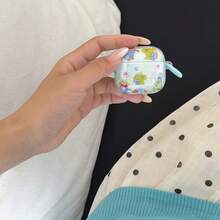 Fashion Creative Ocean Ugly Fish + Round Ring Earphone Case Suitable For AirPodspro3 New AirPodspro2 Protective Cover Pro Cute Apple AirPods4 Minimalist AirPods3 Personalized 1/2 Generation Women's Earphone Case Protective Cover Spring/Summer Earphone Case/Birthday Gift/Holiday Gift - Light Blue - View 5