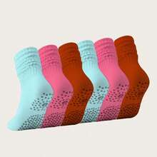 2/4/6/8 Pairs Women's Pilates Slouch Crew Yoga Socks, Non-Slip Grip For Ballet Dance And Hospital Workout - Multicolor - View 8