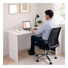 Escritorio en L minimalista negro para home office sin logotipos - Blanco helado - Ver 6