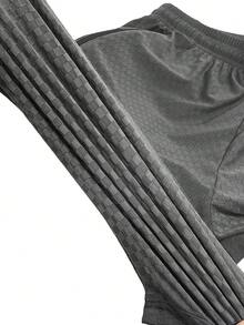 Hidkat Men's Summer Casual Outdoor Sports Lightweight Textured Shorts With Drawstring Waist And Zipper Pockets - Grey - View 8