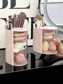 1pc Rotating Hair Accessory Storage Box - Multi-Functional Desktop Organizer, Suitable For Makeup Brushes, Combs, Hair Clips, Hair Ties, Hair Claws And Jewelry, Perfect For Vanity And Bathroom, Ideal Gift For Women And Girls, Back To School Storage Essential - Multicolor - View 9