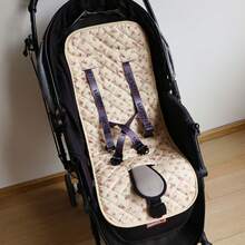 1pc Quilted Printed Thin All-Season Breathable Comfortable Skin-Friendly Soft Baby Stroller Seat Cushion - Red Rose - View 3