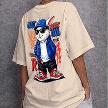 Camiseta Oversized Streetwear Coelho Das  Ruas Unissex ref5140 - Caqui - Visão 5