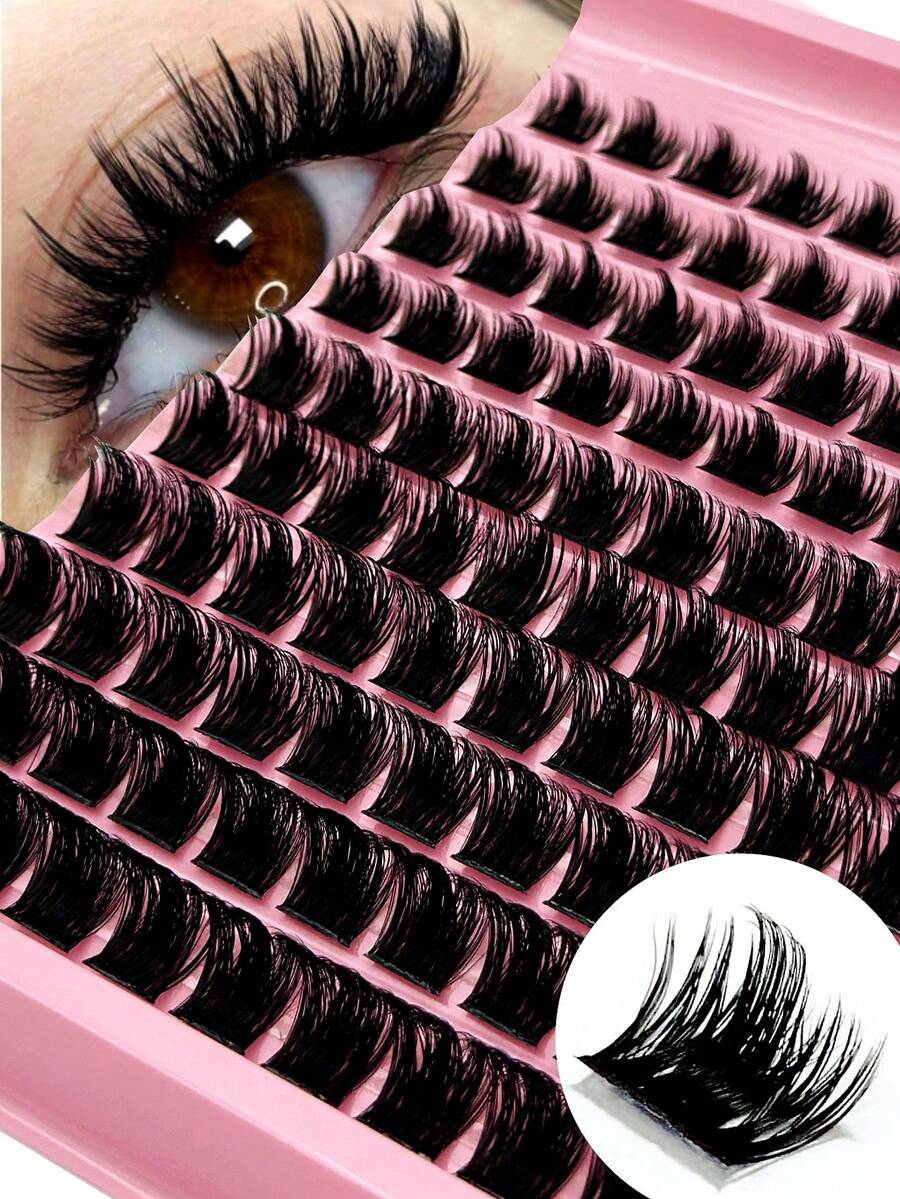 100片 D捲度卡通簇裝假睫毛，柔軟蓬鬆動漫風仿貂毛仙女感睫毛接片，可重複使用
