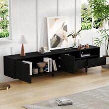 Modern Bohemian TV Cabinet Abstract Black Geometric Lines TV Stand Modern Minimalist - 黑色 - 查看 5
