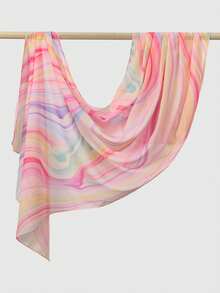 1 Stück Damen Boho-Stil einseitig bedruckter Seiden-Chiffon-Schal, leichter Stoff, vielseitiger langer Schal, geeignet für alle Jahreszeiten und den täglichen Gebrauch - Verschiedenfarbig - Übersicht 11
