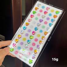 Multi-Color Gem Stickers - Heart-Shaped 3D Shiny Self-Adhesive Decorative Stickers, Suitable For Handmade Crafts, DIY Diamond Stickers, Phone, Laptop, Tablet Decoration, Birthday Gift Handmade Materials, Multi-Color Mixed, 3D Effect, Glossy Surface, Handmade, Scrapbook DIY Creative Stickers - Multicolor - View 12